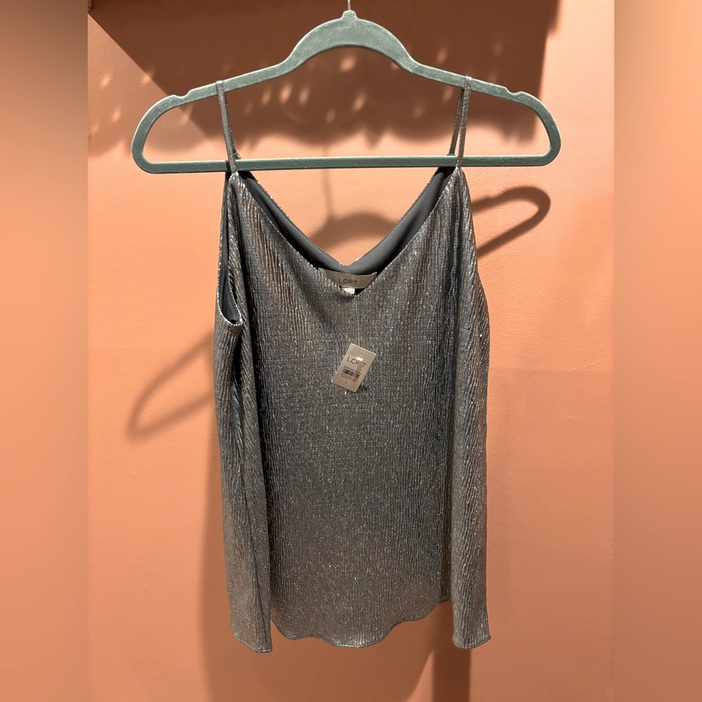 Shimmery silver tank top